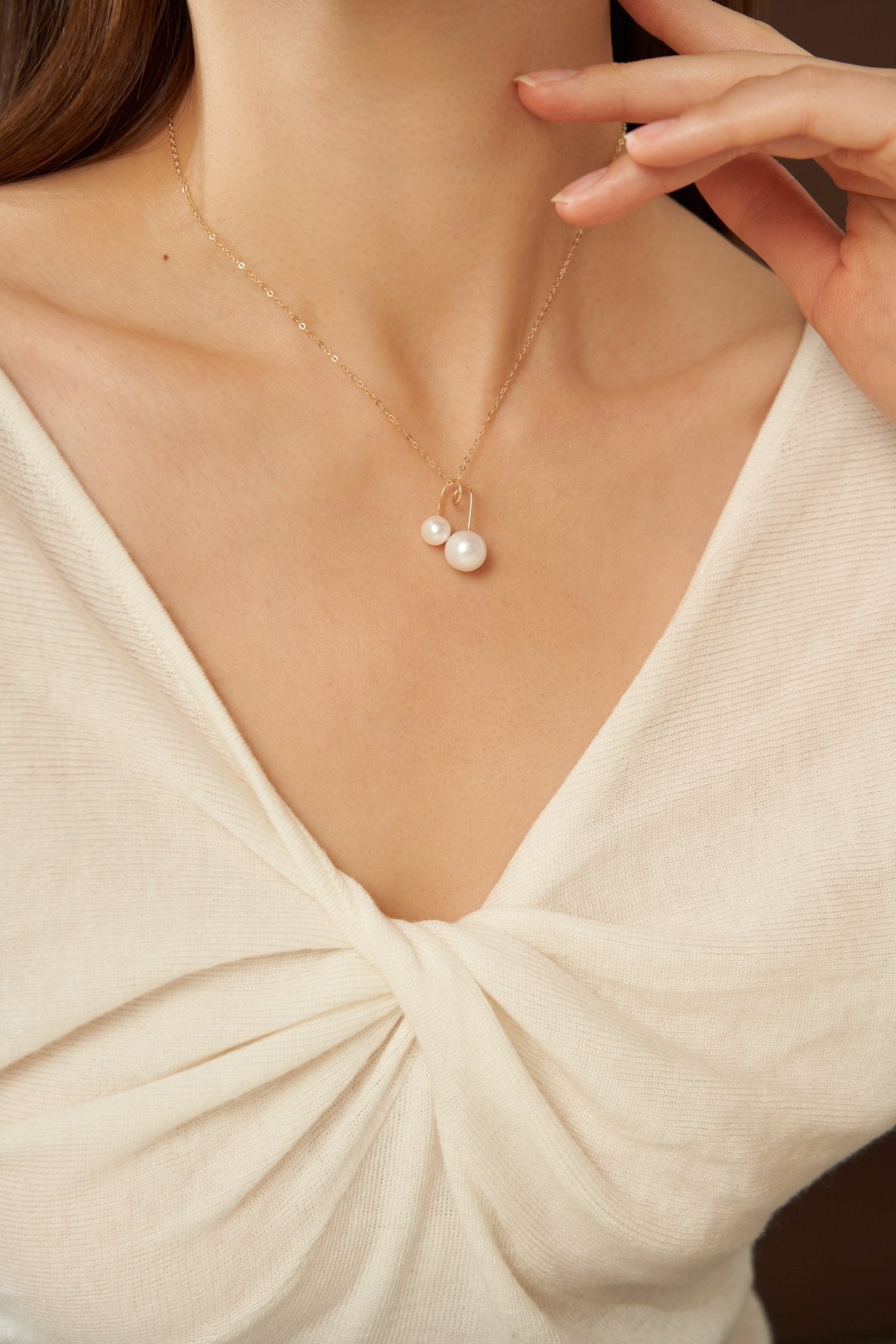 Embellished Series Double Pearl Mom Necklace - floysun