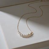 Embellished Series Golden Pearl Smile Necklace - floysun