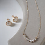 Embellished Series Golden Pearl Smile Necklace - floysun