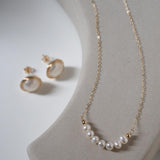 Embellished Series Golden Pearl Smile Necklace - floysun