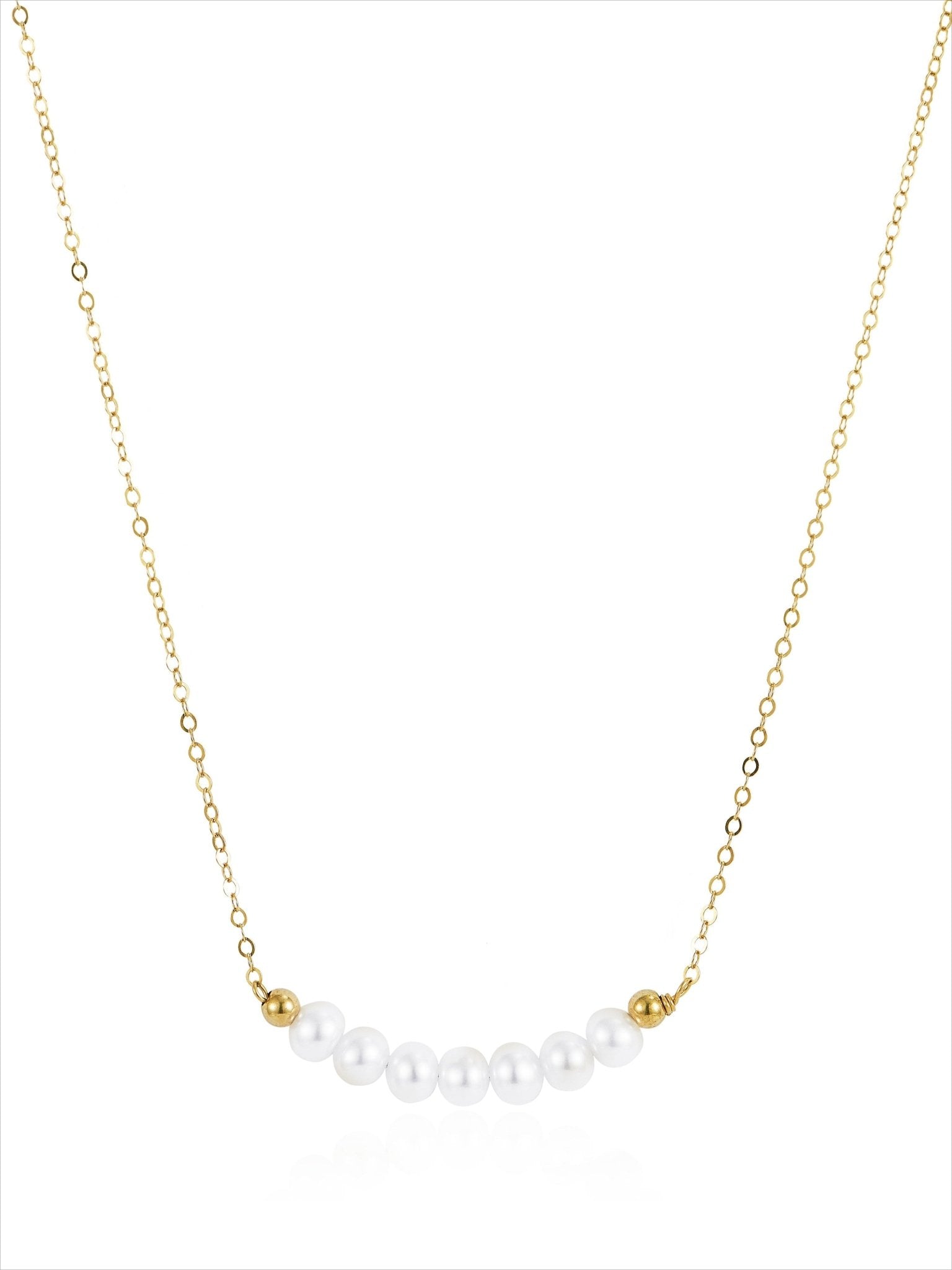 Embellished Series Golden Pearl Smile Necklace - floysun