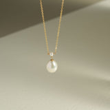 Embellished Series Plump Droplet Pearl Pendant Necklace - floysun