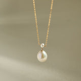 Embellished Series Plump Droplet Pearl Pendant Necklace - floysun