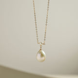 Embellished Series Plump Droplet Pearl Pendant Necklace - floysun