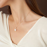 Embellished Series Plump Droplet Pearl Pendant Necklace - floysun