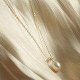 Embellished Series Plump Droplet Pearl Pendant Necklace - floysun