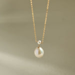 Embellished Series Plump Droplet Pearl Pendant Necklace - floysun