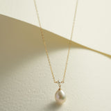 Embellished Series Plump Droplet Pearl Pendant Necklace - floysun