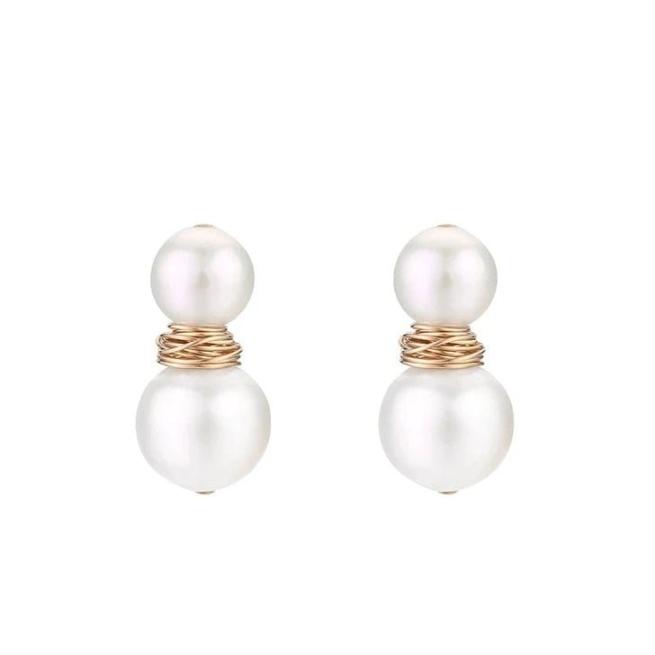 Embellished Series Snowman Pearl Studs Earrings - floysun