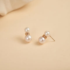 Embellished Series Snowman Pearl Studs Earrings - floysun