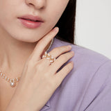 Embellished Series Soft Chain Lace Pearl Ring - floysun