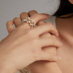 Embellished Series Soft Chain Lace Pearl Ring - floysun