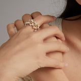 Embellished Series Soft Chain Lace Pearl Ring - floysun