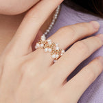 Embellished Series Soft Chain Lace Pearl Ring - floysun