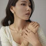 Embellished Series Soft Chain Lace Pearl Ring - floysun