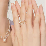 Embellished Series Soft Chain Lace Pearl Ring - floysun