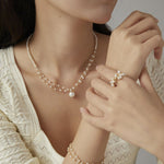 Embellished Series Soft Chain Lace Pearl Ring - floysun