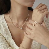 Embellished Series Soft Chain Lace Pearl Ring - floysun