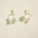 Embellished Series Triple Bead Inverted U Earrings - floysun