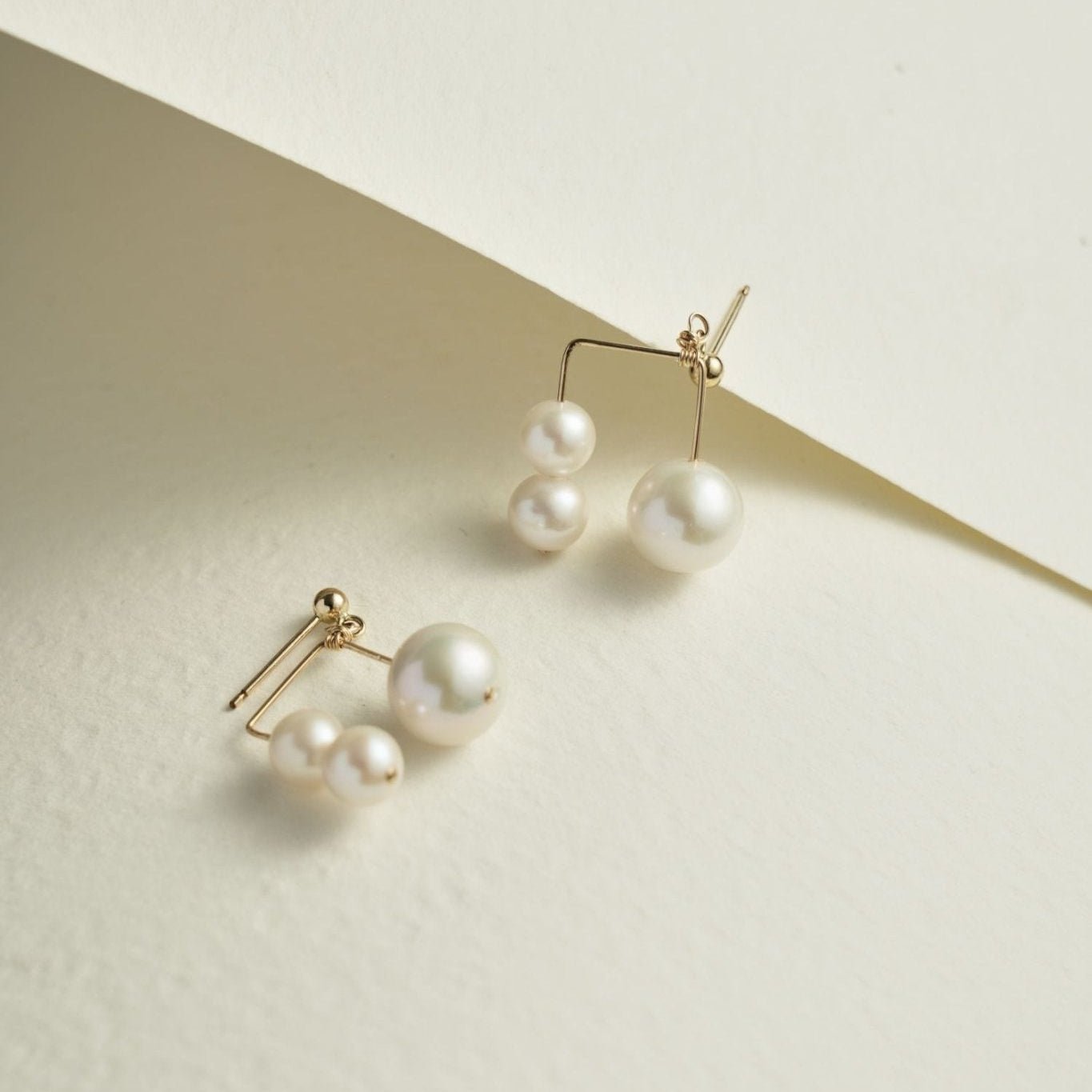 Embellished Series Triple Bead Inverted U Earrings - floysun