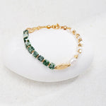 Emerald Green Gemstone and Pearl Bracelet - floysun