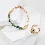 Emerald Green Gemstone and Pearl Bracelet - floysun