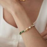 Emerald Green Gemstone and Pearl Bracelet - floysun