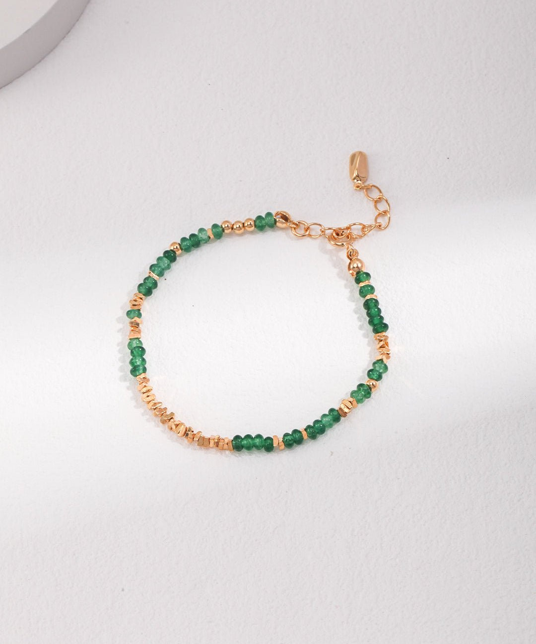 Emerald Sterling Silver Broken Gold Bead Bracelet - floysun