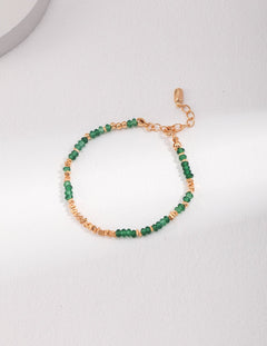 Emerald Sterling Silver Broken Gold Bead Bracelet - floysun