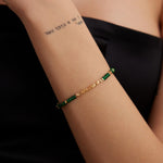 Emerald Sterling Silver Broken Gold Bead Bracelet - floysun