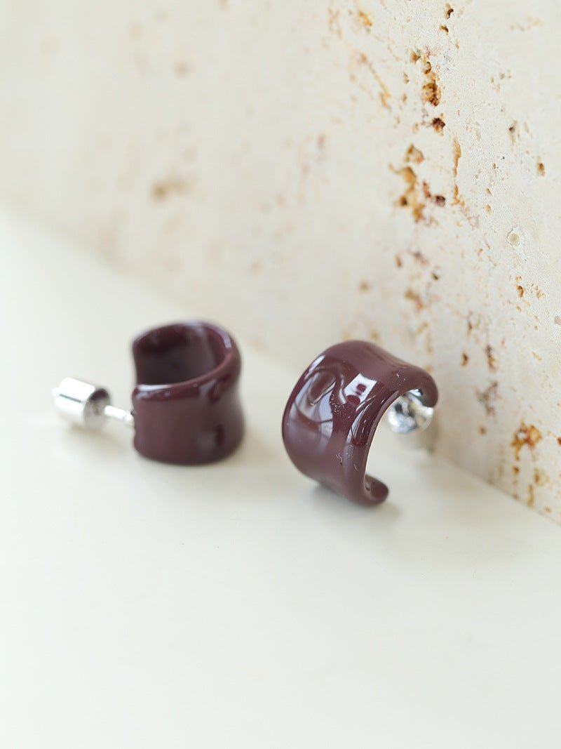 Enamel Candy Color C - Huggie Earrings - floysun