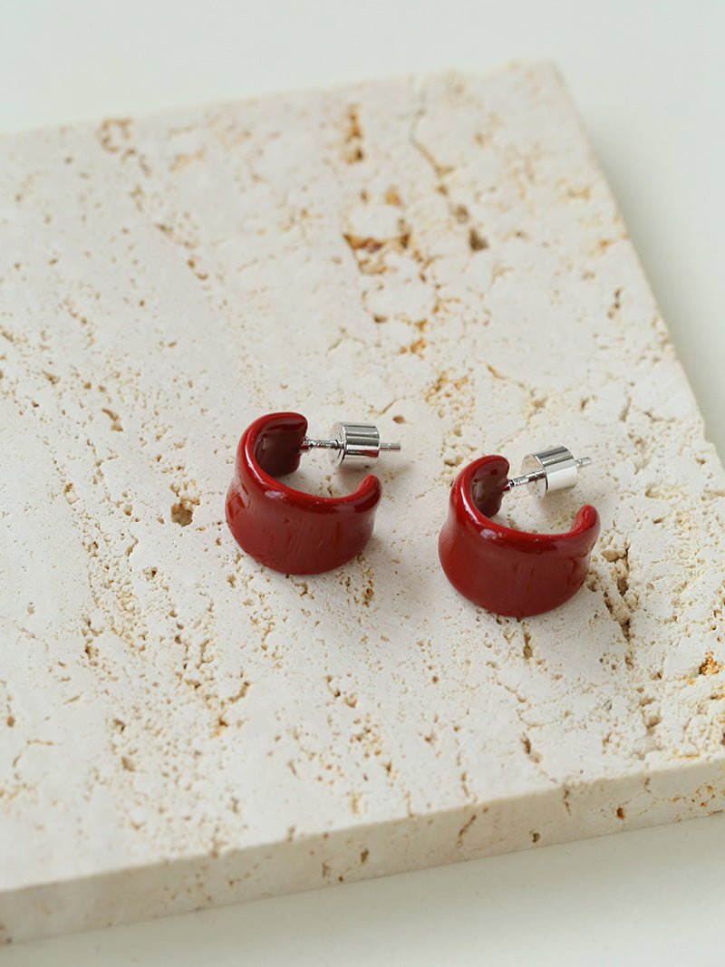 Enamel Candy Color C - Huggie Earrings - floysun