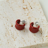 Enamel Candy Color C - Huggie Earrings - floysun