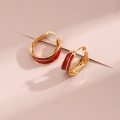 Enamel Glaze Red Earring - Christmas Elegance - floysun