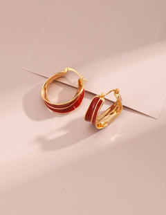 Enamel Glaze Red Earring - Christmas Elegance - floysun