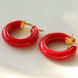 Enamel Glazed Hoops Earrings - floysun