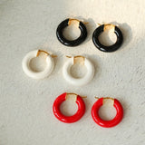 Enamel Glazed Hoops Earrings - floysun