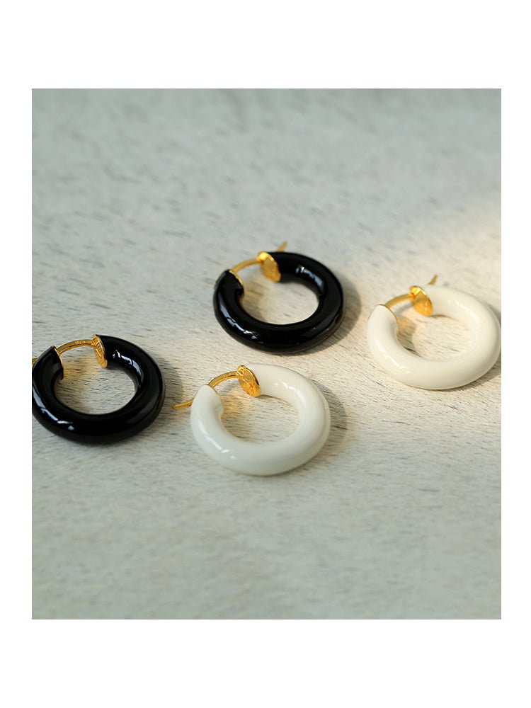 Enamel Glazed Hoops Earrings - floysun