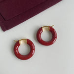 Enamel Glazed Hoops Earrings - floysun