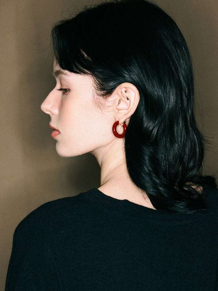 Enamel Glazed Hoops Earrings - floysun