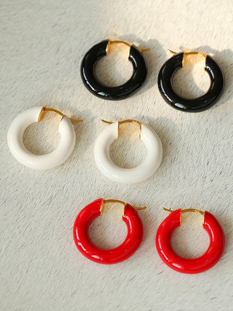 Enamel Glazed Hoops Earrings - floysun