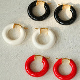 Enamel Glazed Hoops Earrings - floysun