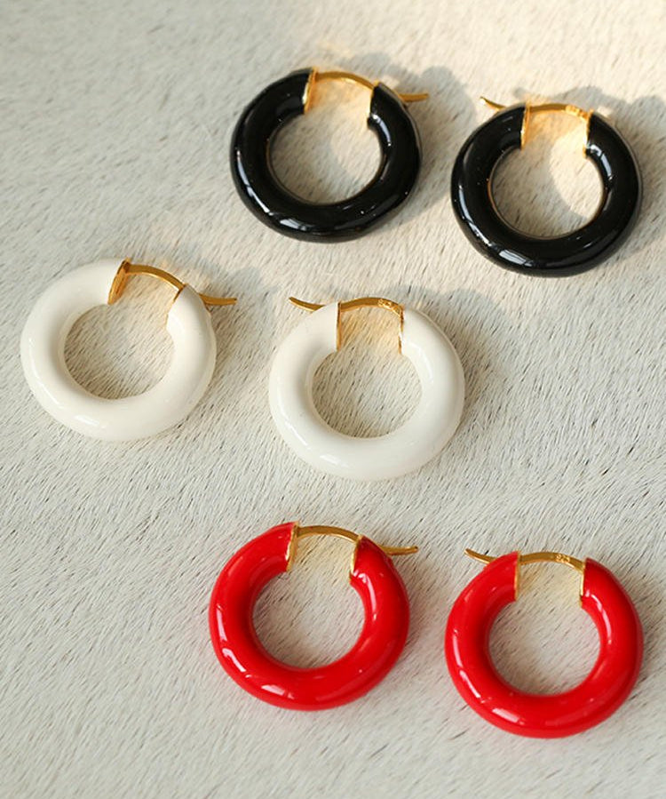 Enamel Glazed Hoops Earrings - floysun