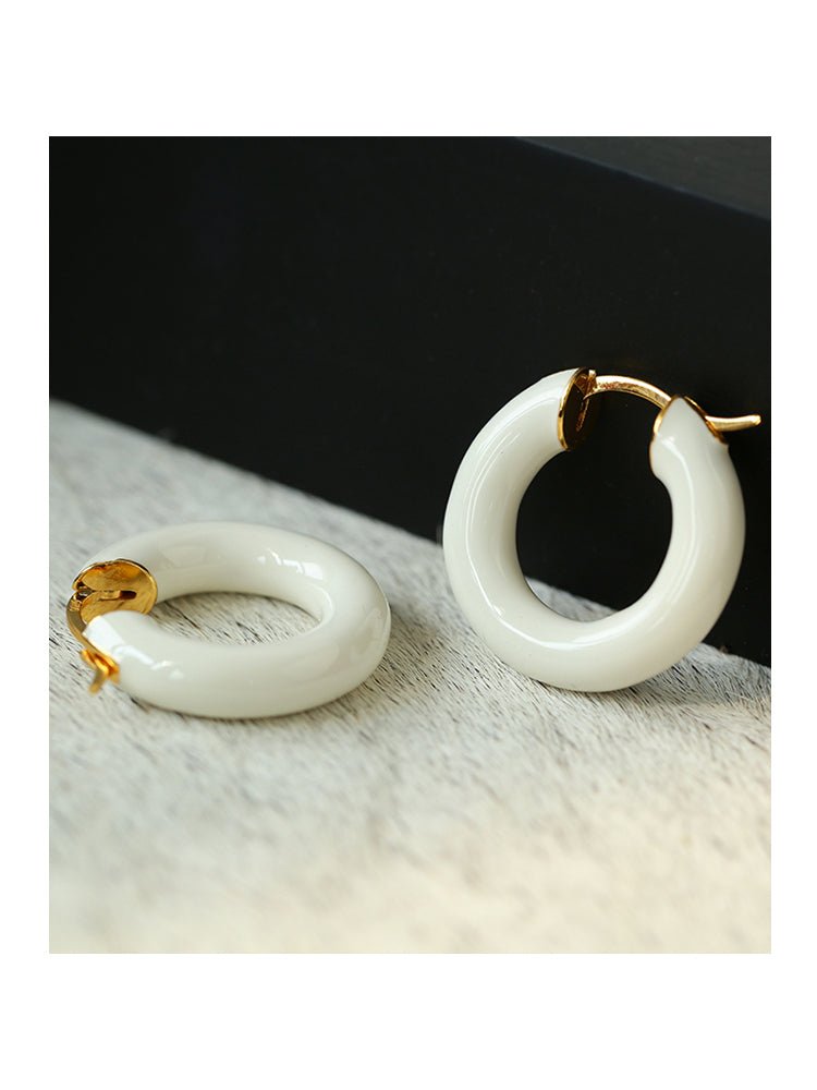 Enamel Glazed Hoops Earrings - floysun