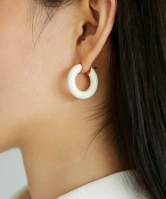 Enamel Glazed Hoops Earrings - floysun