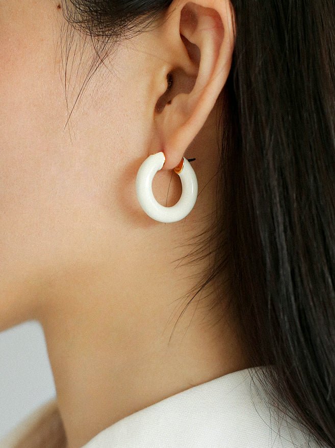 Enamel Glazed Hoops Earrings - floysun