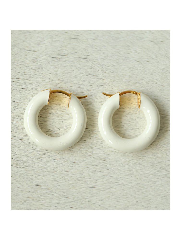 Enamel Glazed Hoops Earrings - floysun