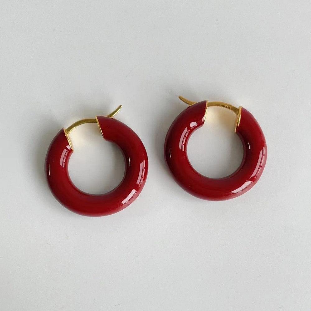 Enamel Glazed Hoops Earrings - floysun