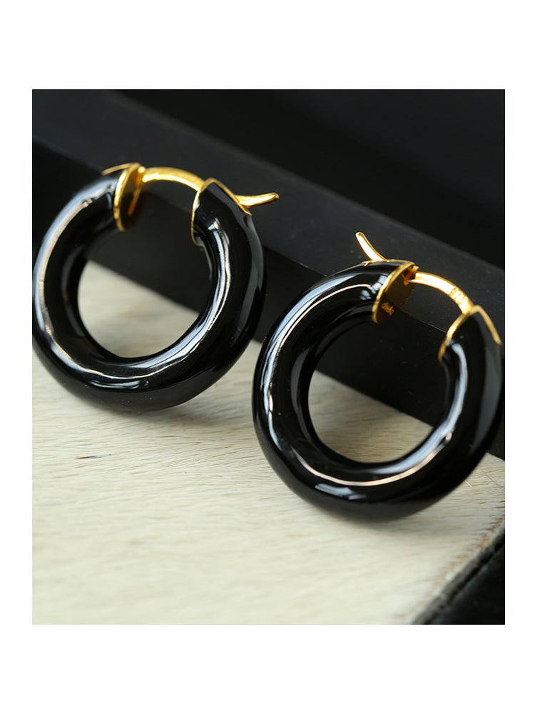 Enamel Glazed Hoops Earrings - floysun