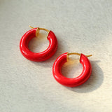 Enamel Glazed Hoops Earrings - floysun